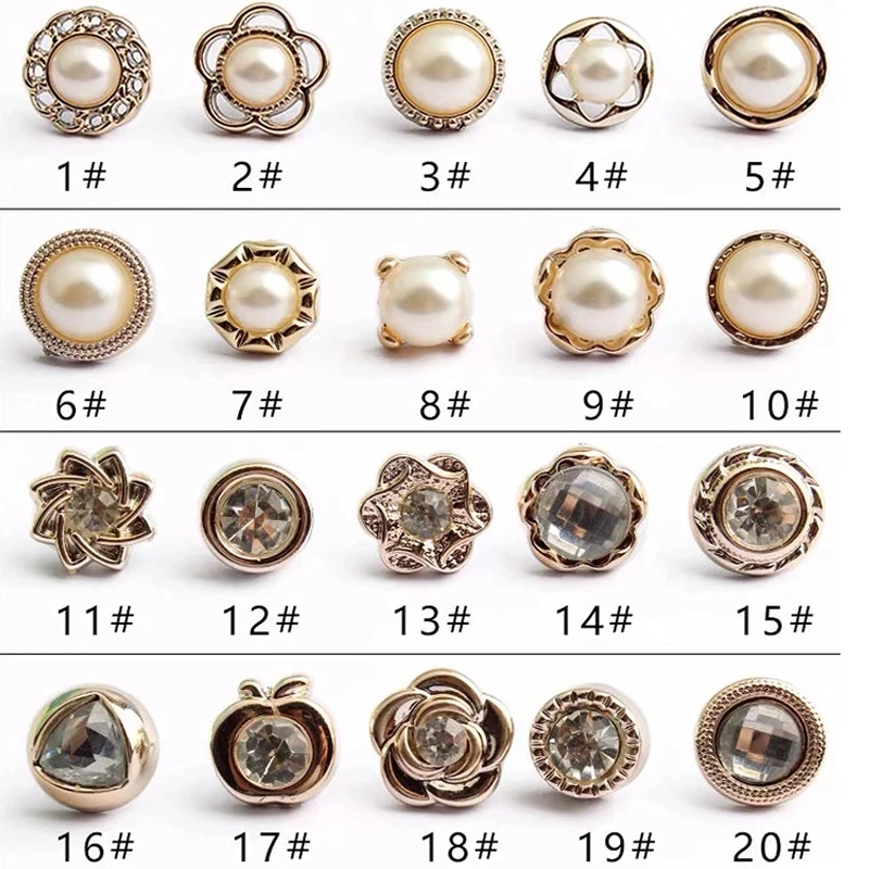 10Pcs Free Sewing Pearl Rhinestone Button Brooch Prevent Accidental Exposure Buttons Brooches Pins Badge Cufflinks Shirt Button