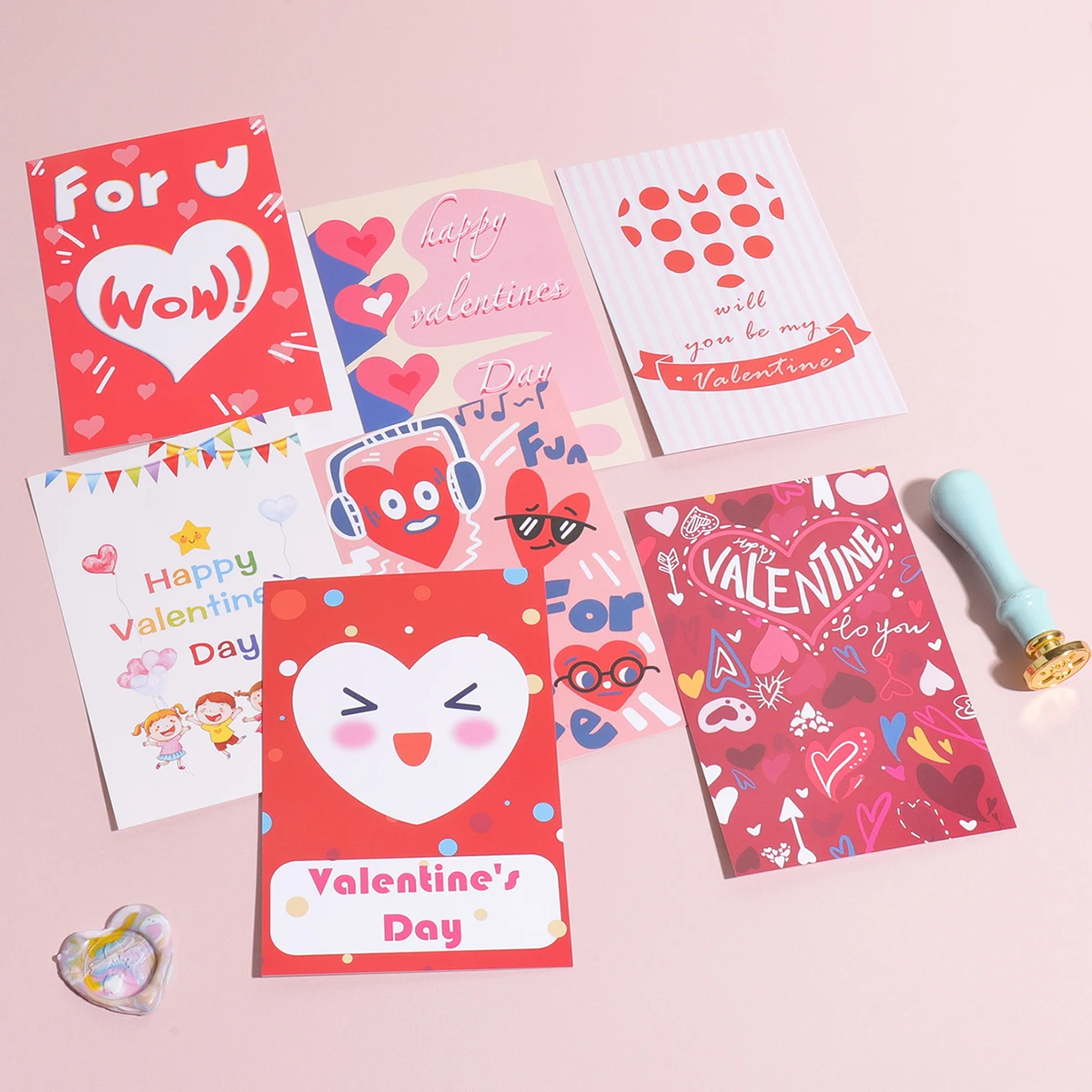 8 Pack Valentine's Day Love Cards with Envelopes Romantic Couples Cards Blessing Expression Message Various patterns