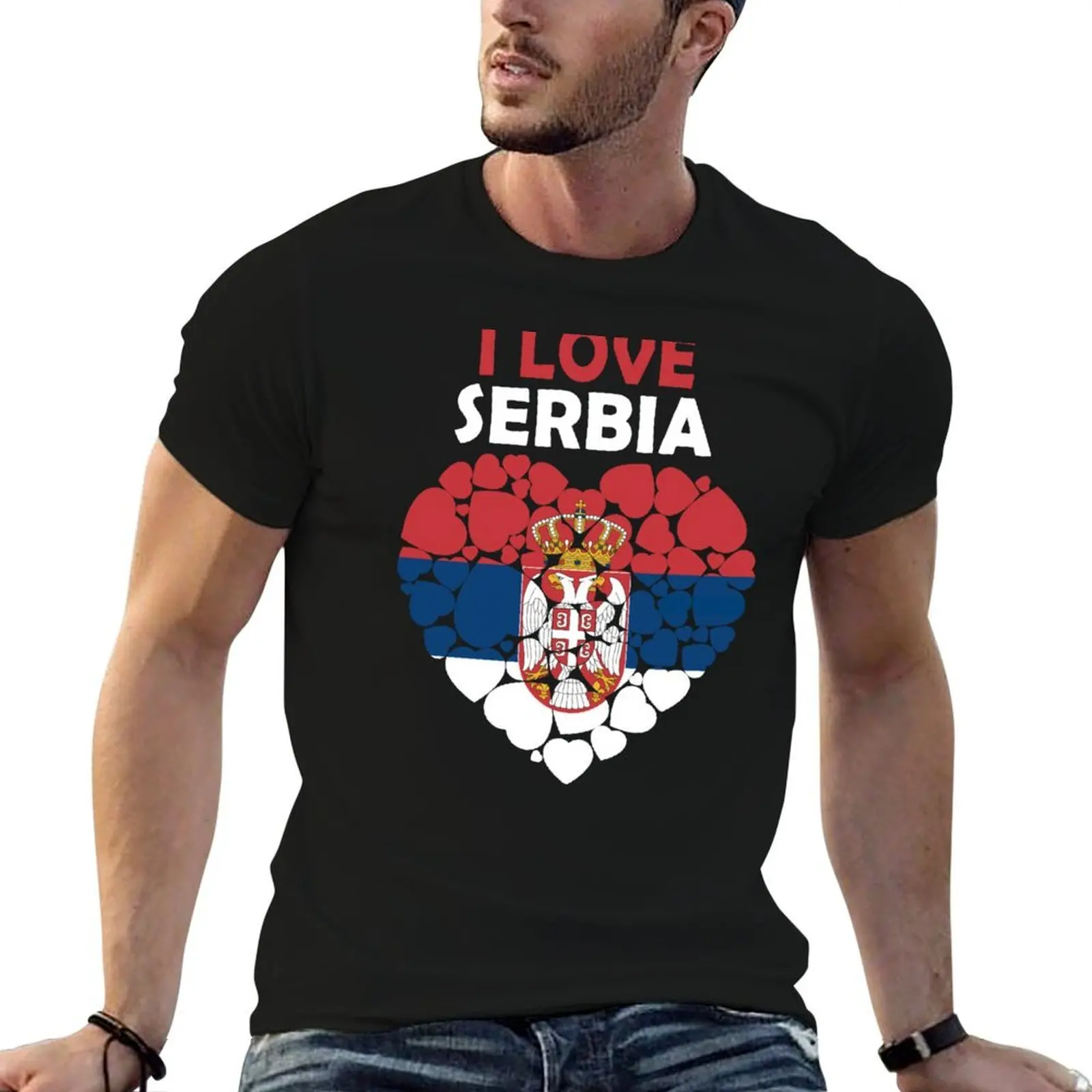 

I Love Serbia Proud To Be Serbian Flag Serbia T-Shirt t shirt man casual man t shirt designer T-Shirt
