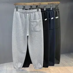 New Versatile Trendy Gray Leggings Men 2025 Casual Pants American Loose Spring and Autumn Sports Long Pants