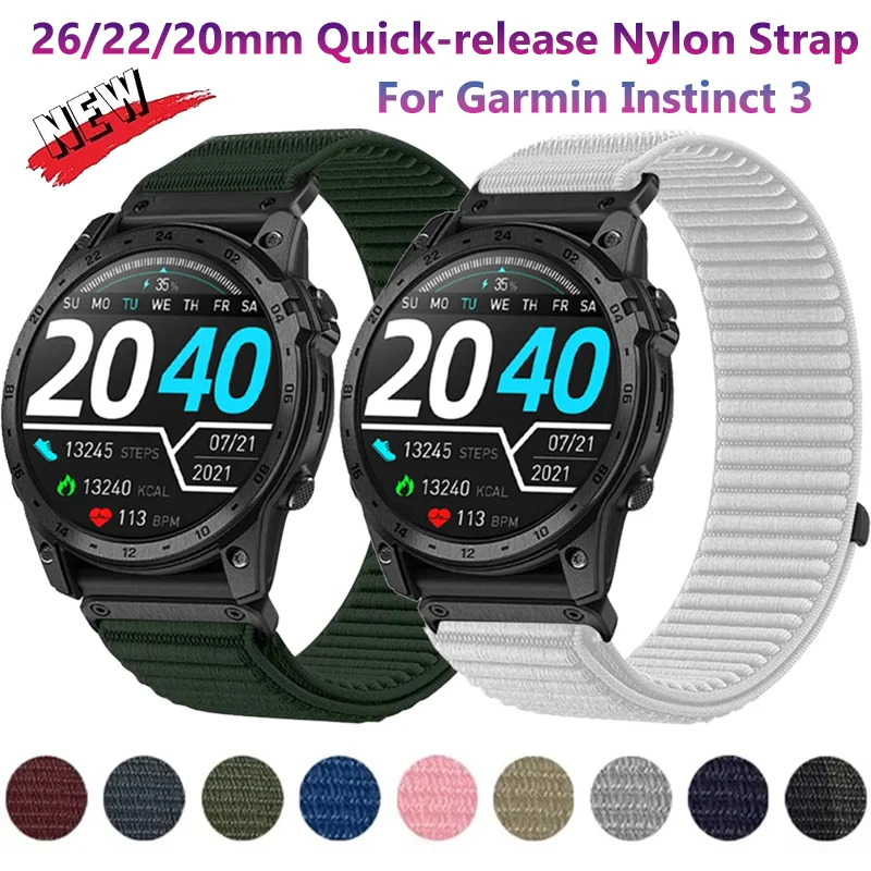 20 mm 22 mm 26 mm Schnellverschluss-Nylonband für Garmin Fenix 8/Tactix 8/Quatix 8 Sportarmband Garmin Instinct 3/Forerunner 970 965
