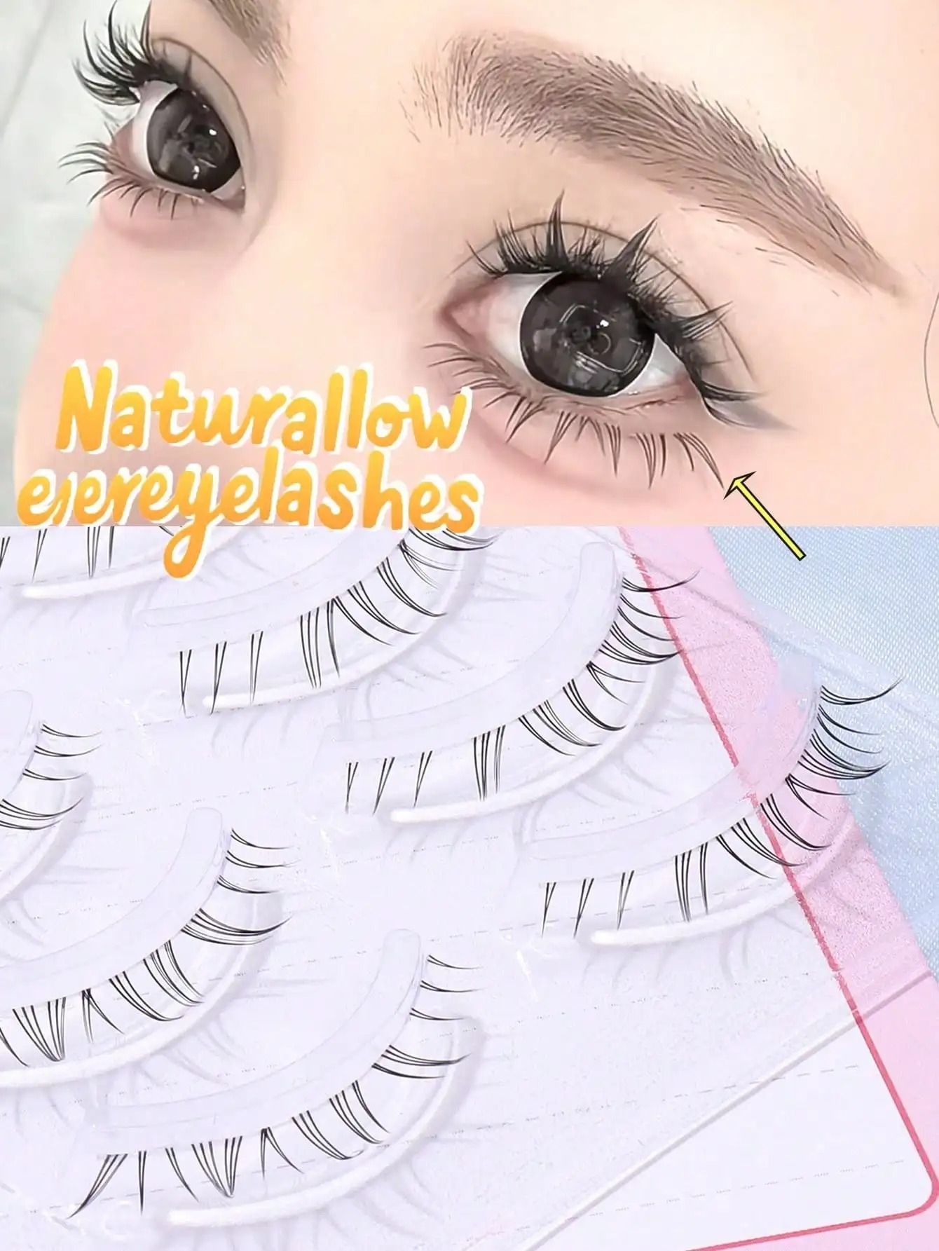5 Pairs Transparent-stem Natural False Eyelashes,Japanese Anime Style Sharp-tip Dramatic DIY Lower Lashes, Comfortable for Girls