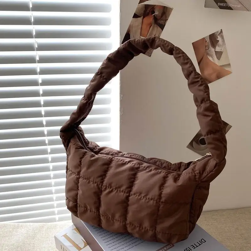 

340D Fashion Space Pad Cotton Women Shoulder Bags Female Shopper Lady Winter Nylon Padded Winter Quilted Bag Handbag