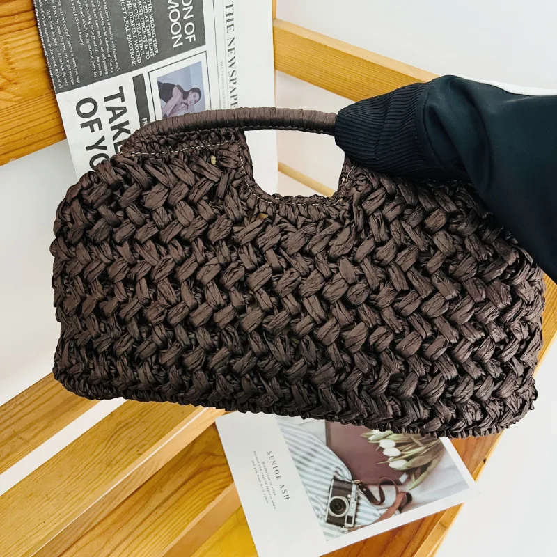 

Bohemian Woven Clip Straw Bag Hollow Knitting Women Handbags Summer Crochet Clutch Dumpling Bags for Women Beach Bag NEW Purses