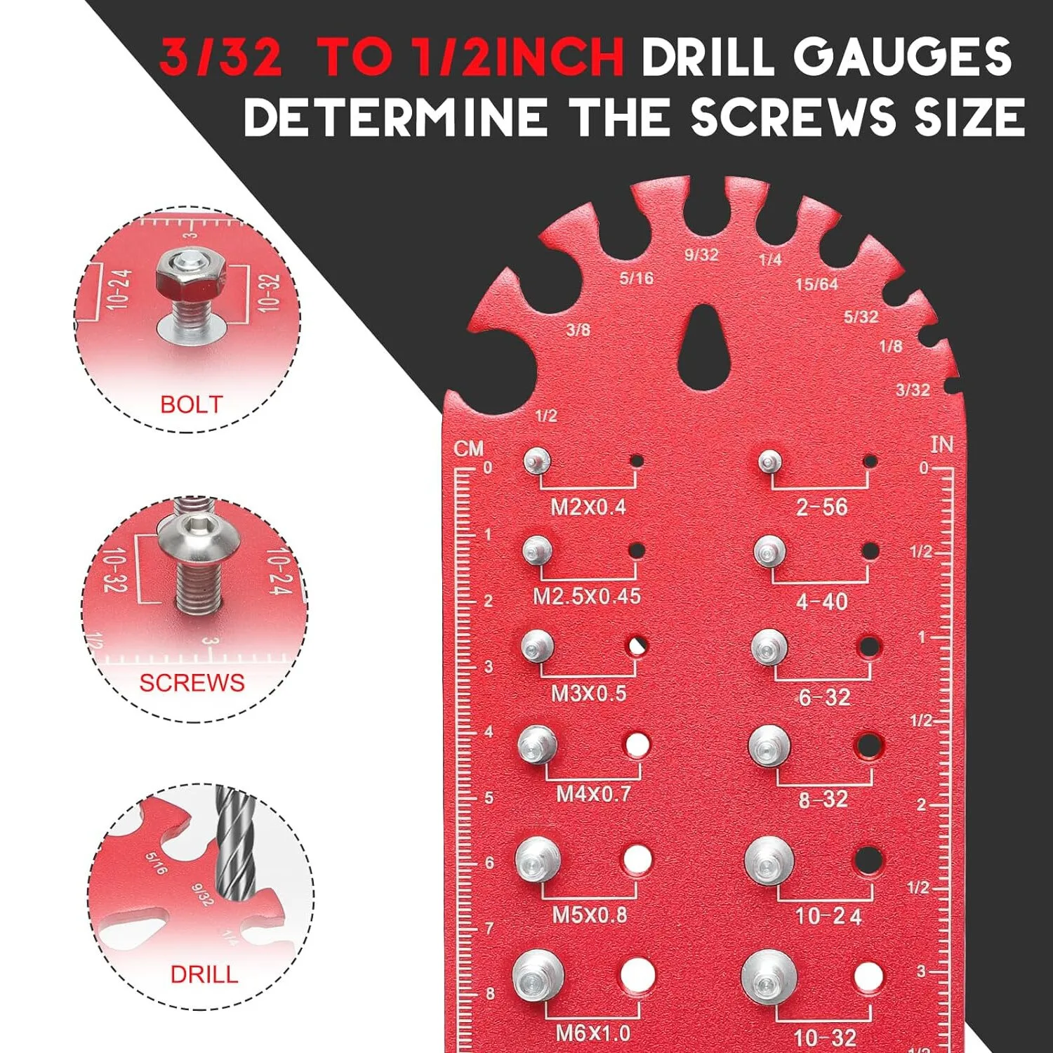 Portable 18 Size Nut And Bolt Thread Checker Precise Inch and Metric Screw Bolt Thread Identifier Gauge Standard Measuring Tool