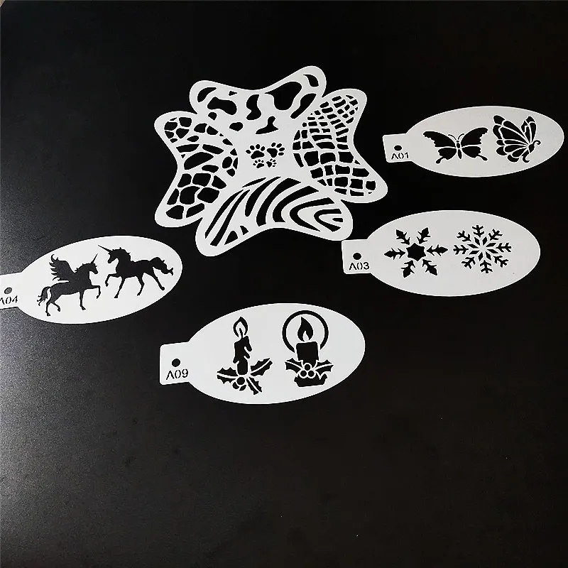 

11 Pcs Plastic Painting Stencil Halloween Pumpkin Butterfly Unicorn Reusable Template For Halloween Makeup