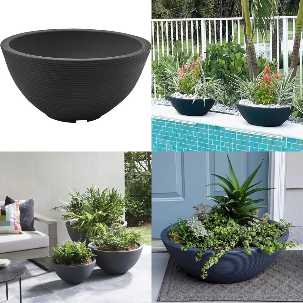 

Круглая двустенная кашпо-чаша для растений, для использования на улице и в помещении, 20 см в диаметре, неглубокая, для бонсай, суккулентов, водных садов, с дренажным отверстием