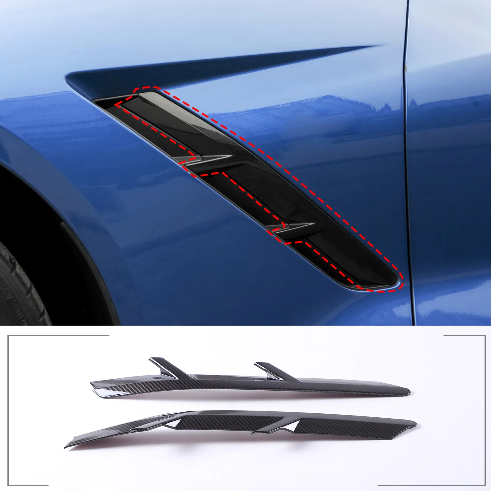 For Chevrolet Corvette C7 2014-2018 ABS Car Door Side Vent Cover Trim Air Flow Fender Outlet Cover Trim Car Accessories