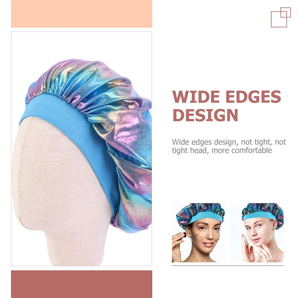 

2Pcs Shower Caps Elastic Wide Bonnets Lightweight Breathable Sleep Hats Hair Protector for Bathing Use