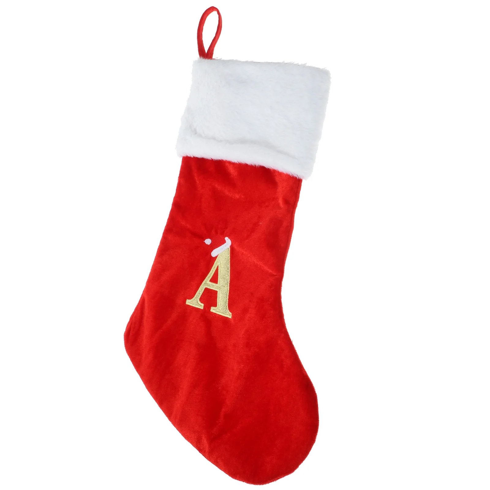 

Christmas Stocking Letter A Xmas Party Sock Decorative Hanging Sock Reusable Fabric Gift Bag Storage Socks For Family Friends