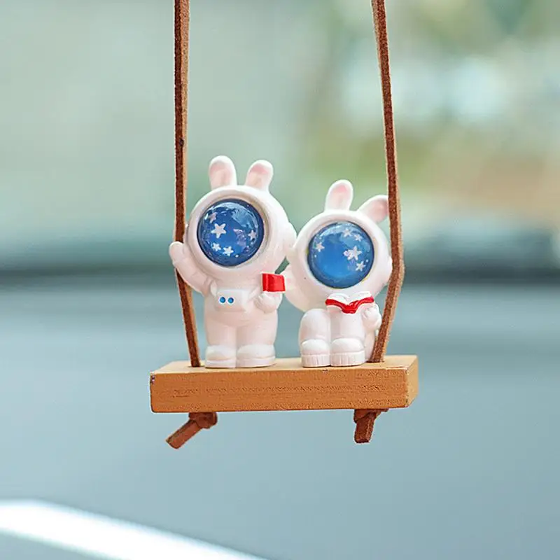 Car Rearview Mirrors Ornaments Space Rabbit Shape Decorative Tree Pendant With Lanyard Car Ornaments Car Pendant For Walls Doors