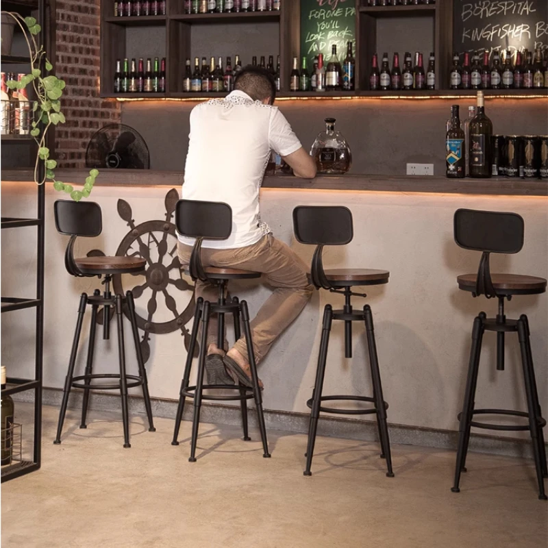 

Modern Simple Bar Stools Lifting Rotating High Foot Chairs High-Temp Baked Iron Counter Stools for Dining Cafe Backrest Seats