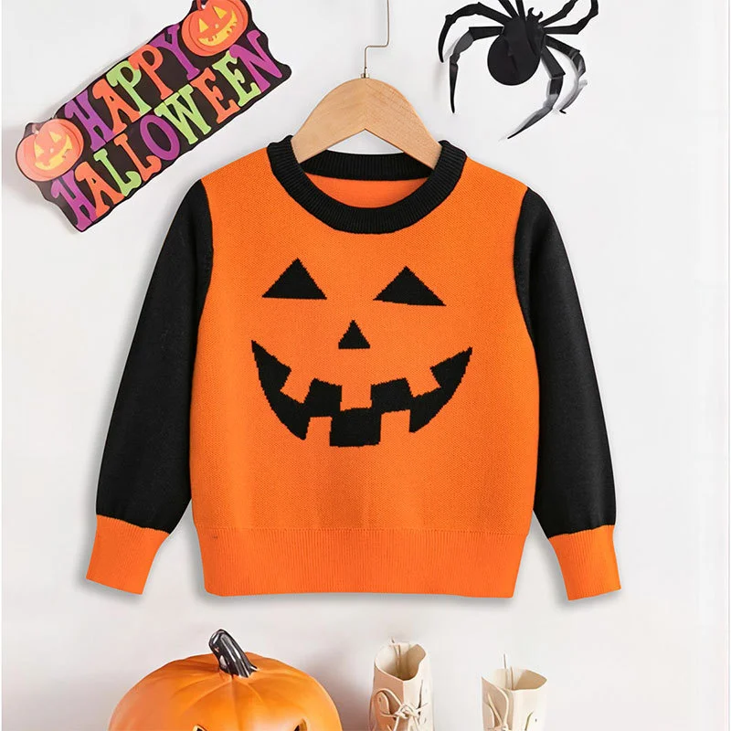 

Halloween Warm Sweater Winter Boys Girls Cotton Knitwear Coats Kids Clothes Baby Cartoon Print Knit Pullover Autumn 2-5 Years