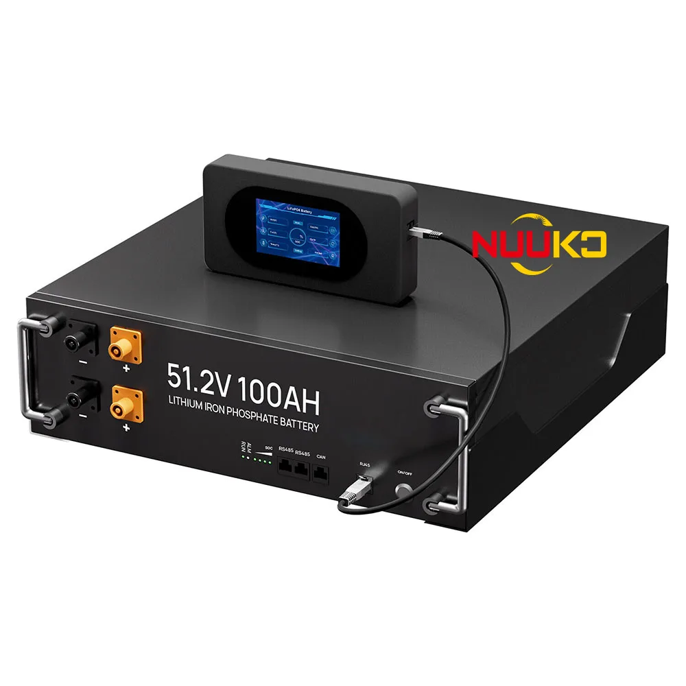 NUUKO 51.2V100ah Lithium Battery Pack Long Life LiFePO4 Batteries for Solar Storage/Inverter/UPS/19 Rack