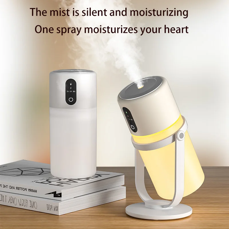 USB Mini Humidifier – Cold Mist, 360° Rotating Stand, Stepless Dimming Night Light, USB Powered for Bedroom, Plants, Office&Car