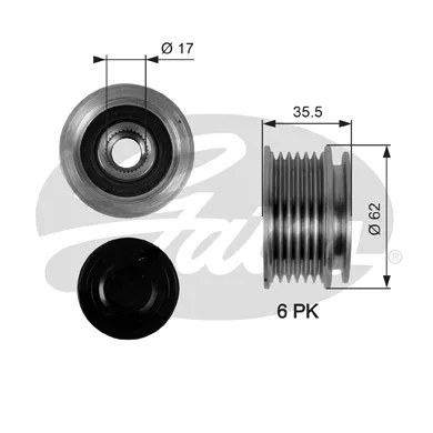 Store code: OAP7044 for the ALTERNATOR pulley pulley pulley BOSCH type 6 channel GOLF VI JETTA PASSAT TOURAN CRAFTER T5 1,4.