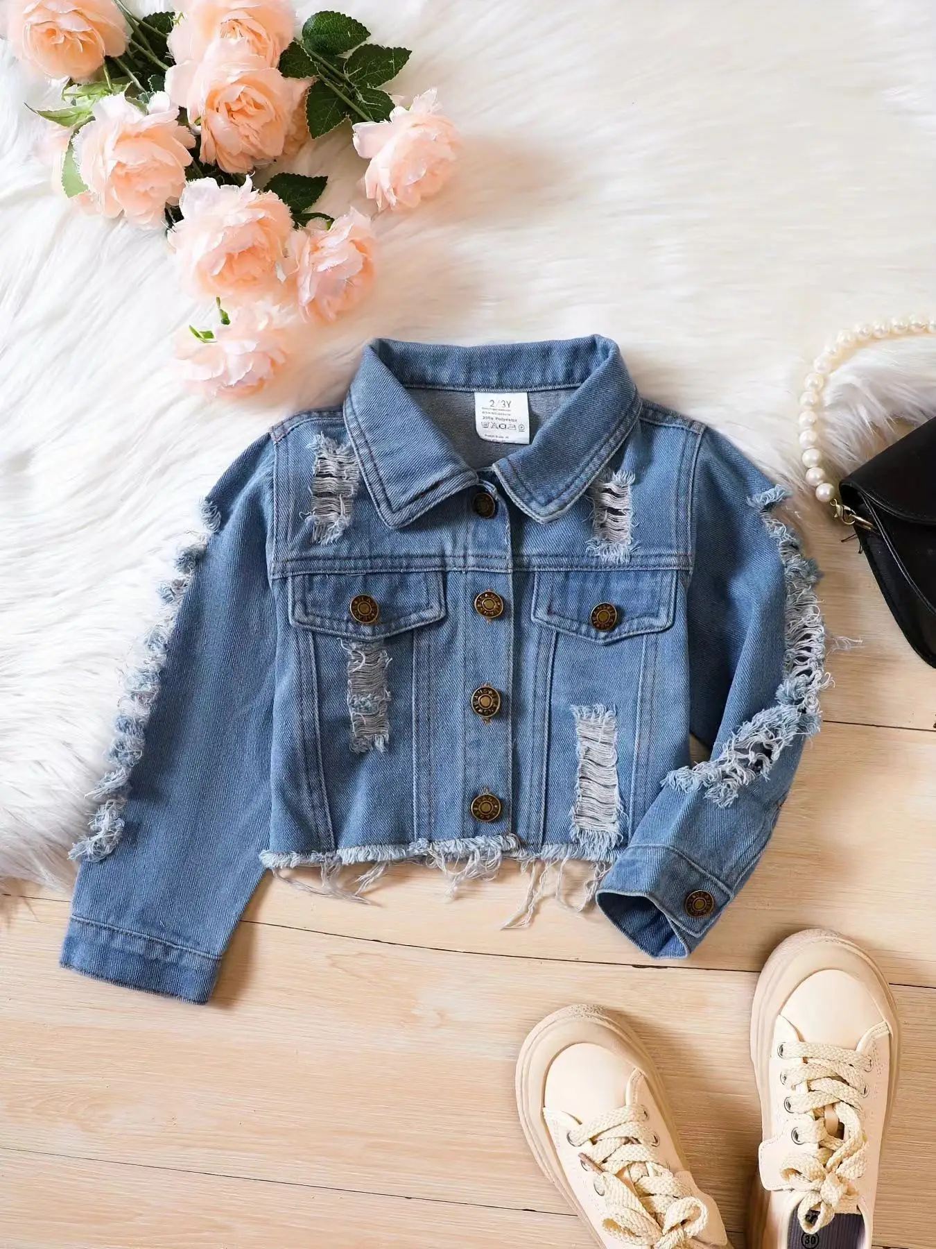 

Baby Boy Girl Denim Jacket Ripped Infant Toddle Jean Coat Kid Jean Clothing Baby Outwear Spring Autumn Clothes 1-8Y Kids