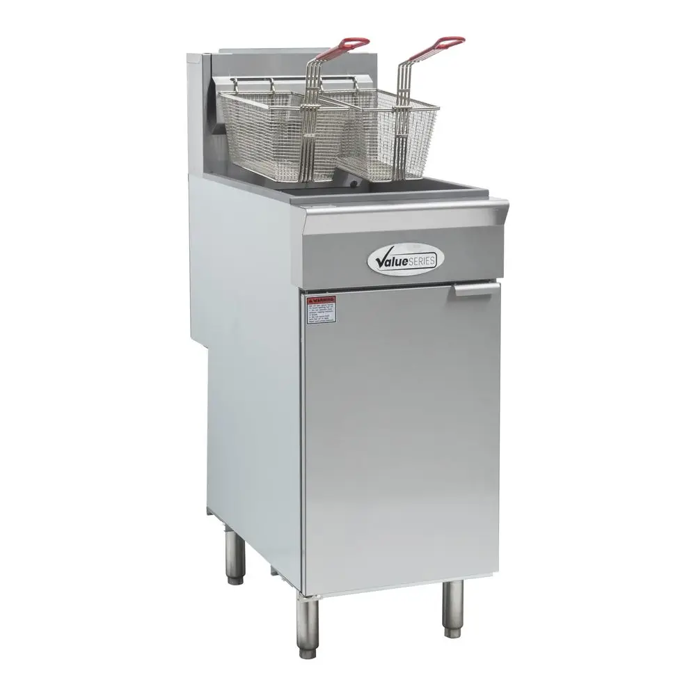 

Commercial Deep Fryer 40 lb. Stainless Steel Gas Floor Fryer for Restaurants 3 Heating Tubes, 90,000 BTU 2 Fryer Baskets Includ