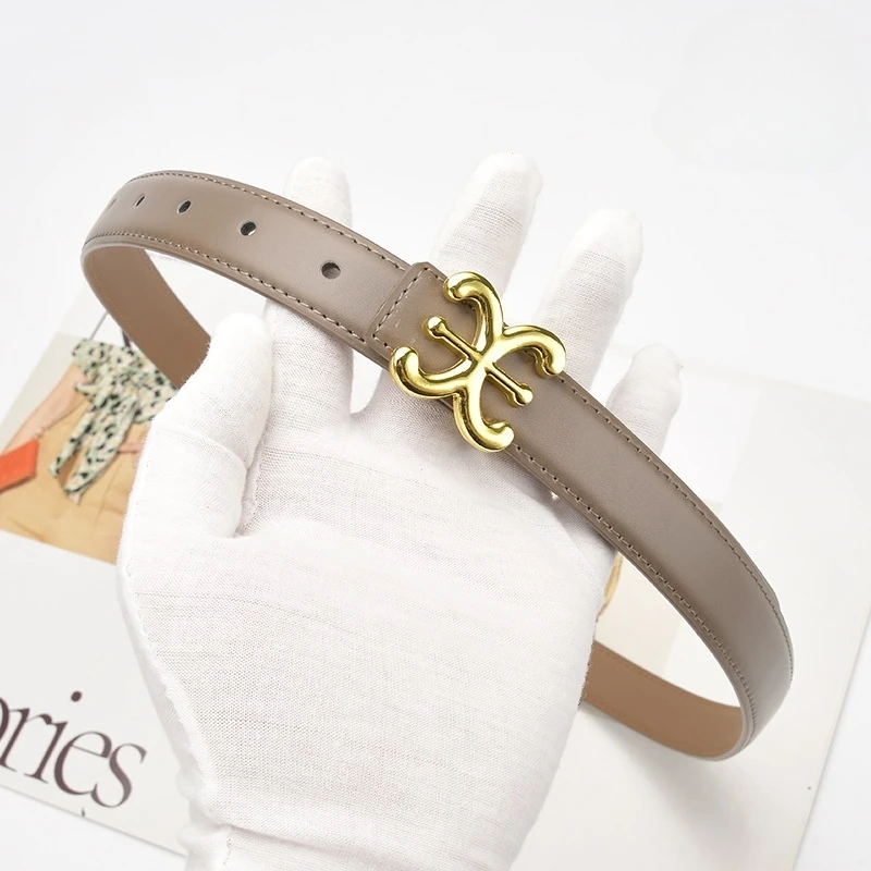

Designer Belts for Women Luxury Trendy Brand Female Belt Genuine Leather Waistband with Gold Buckle Fashion Belts for Dress