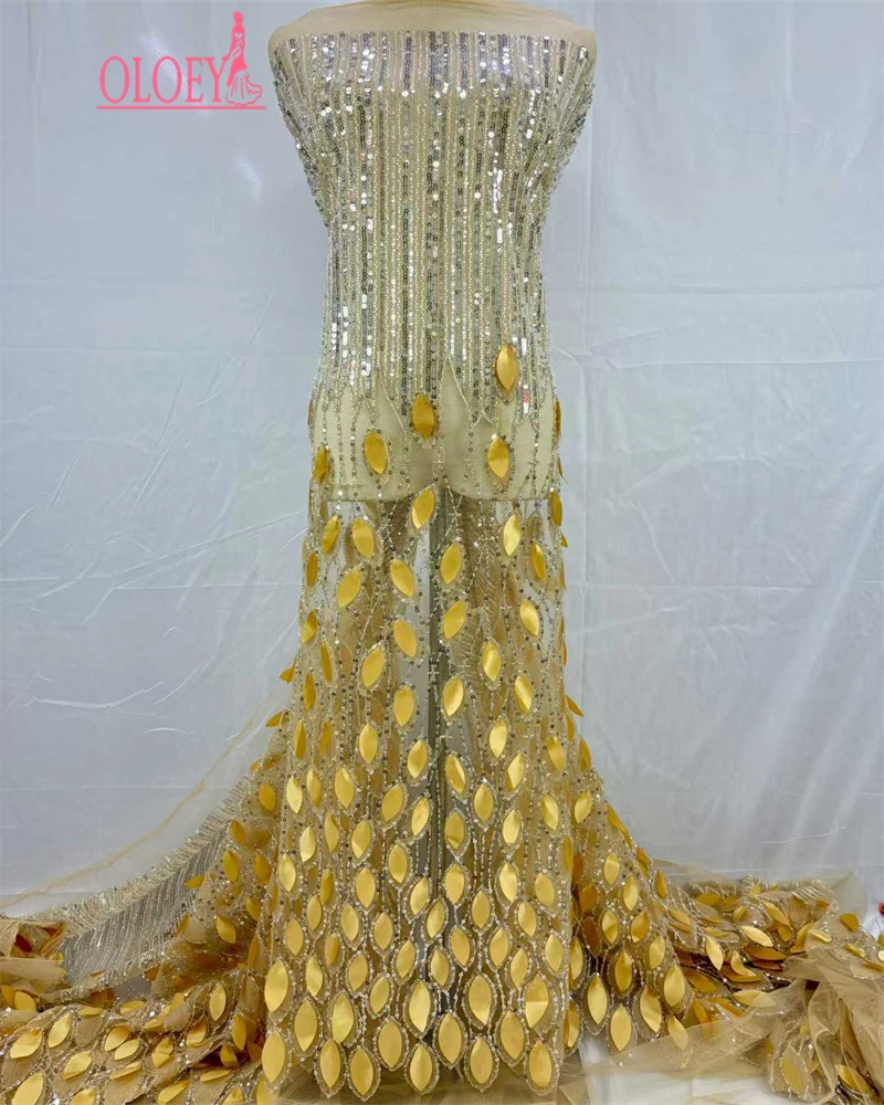 

Роскошная 3D нигерийская кружевная ткань ручной работы, французский сетчатый тюль, блестки, вышивка бисером, африканская кружевная ткань