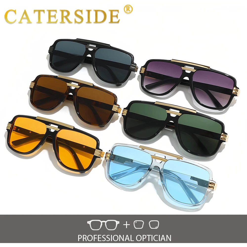

CATERSIDE ретро оптические солнцезащитные очки мужские с плоским верхом двойной мост пилотные солнцезащитные очки в стиле панк по рецепту женские вечерние очки для путешествий