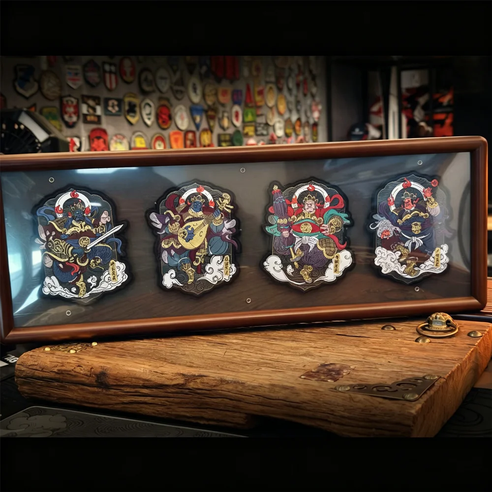 

Вышитая нашивка «Четыре Небесных Короля, Защищающие Мир» — безопасная и гладкая, для украшения одежды, сумок, жилетов.