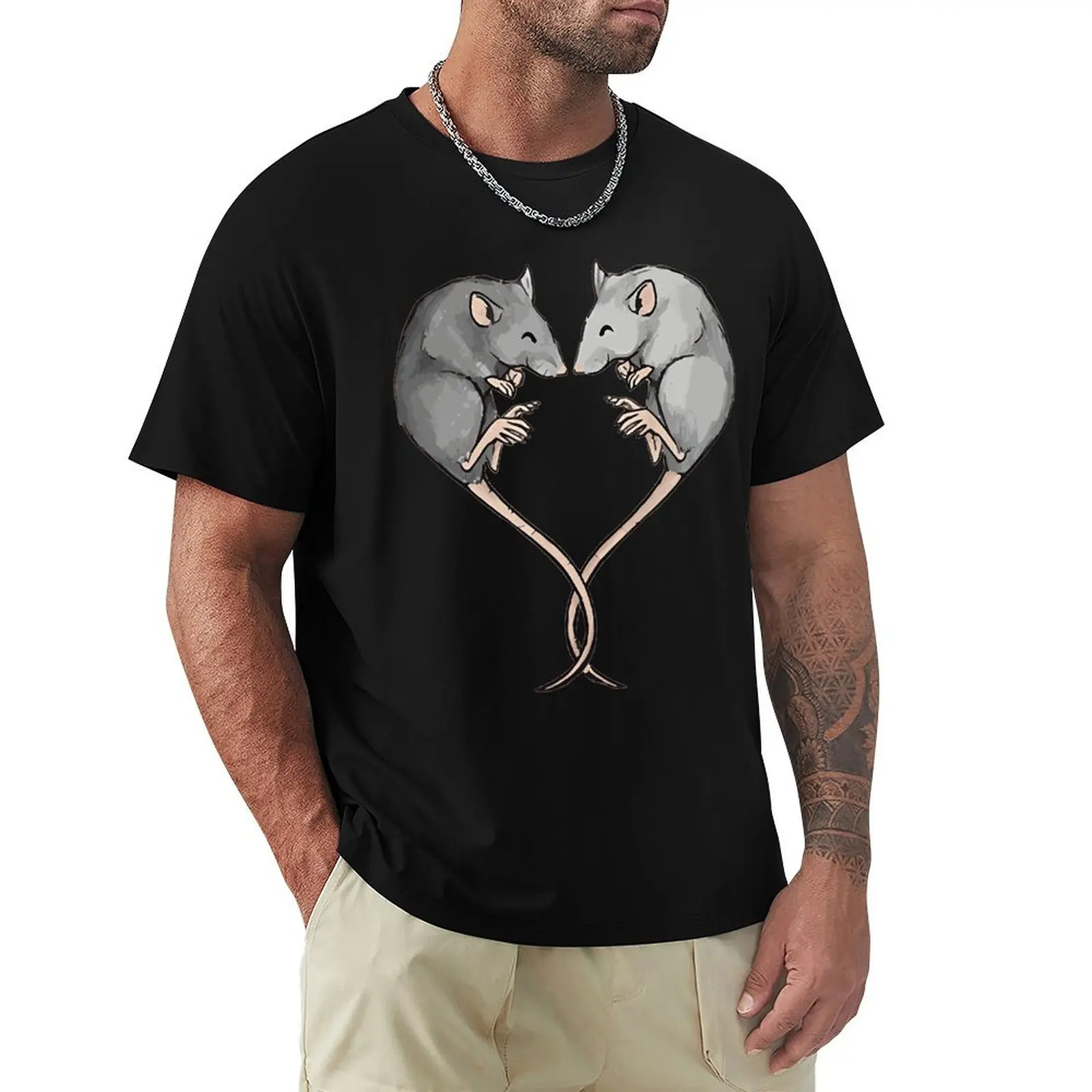 Divertenti magliette con cuore amante dei ratti Grafica in cotone Streetwear Manica corta Regali di compleanno T-shirt stile estivo Abbigliamento da uomo