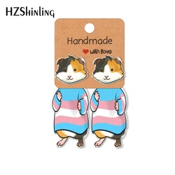 2023 Cartoon Guinea Pig Trans Acrylic Stud Clip Earrings Stud Earrings Resin Epoxys Ear Jewelry