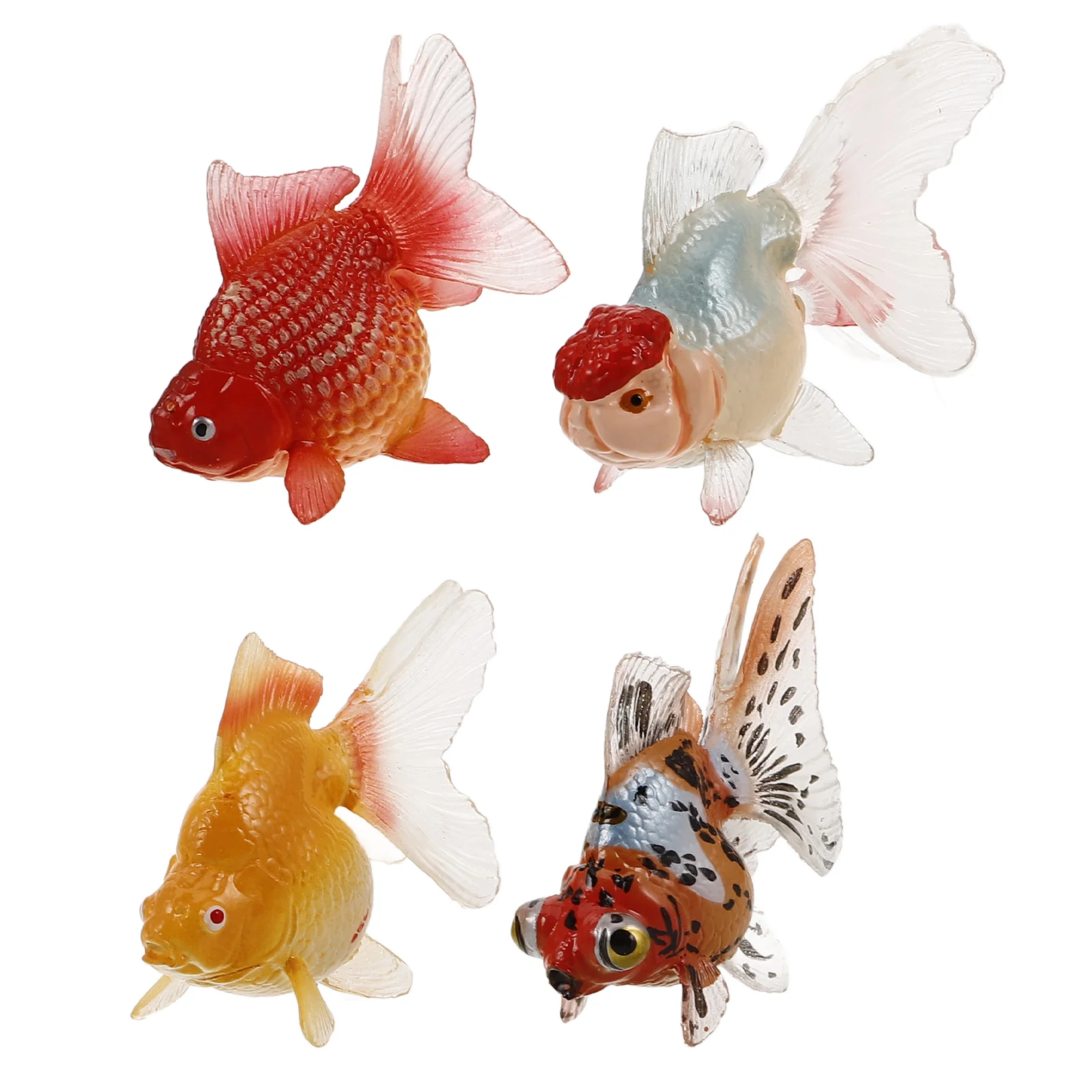 

4 Pcs Simulated Fish Toys Mini Floating Miniature Koi Plastic Goldfish Fake for Aquarium Pvc Cat Child