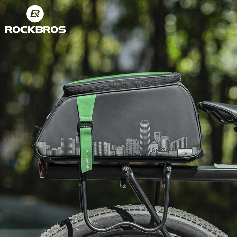 ROCKBROS Bicycle Bag Large Capacity Carrier Bike Rack Movable Compartments Two Color Seat Bag With Raincover Cycling Accessory