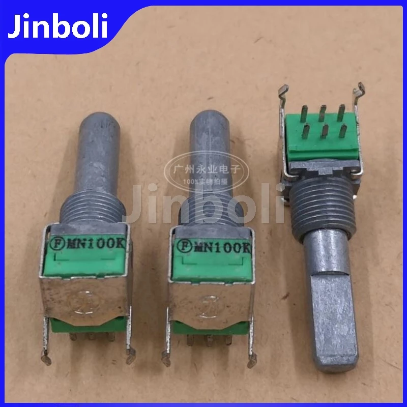 1PCS RK097G Horizontal Double 6Pins 100K MN100K With Midpoint Rotary Adjustable Balance Potentiometer Half Shaft Length 25MMF