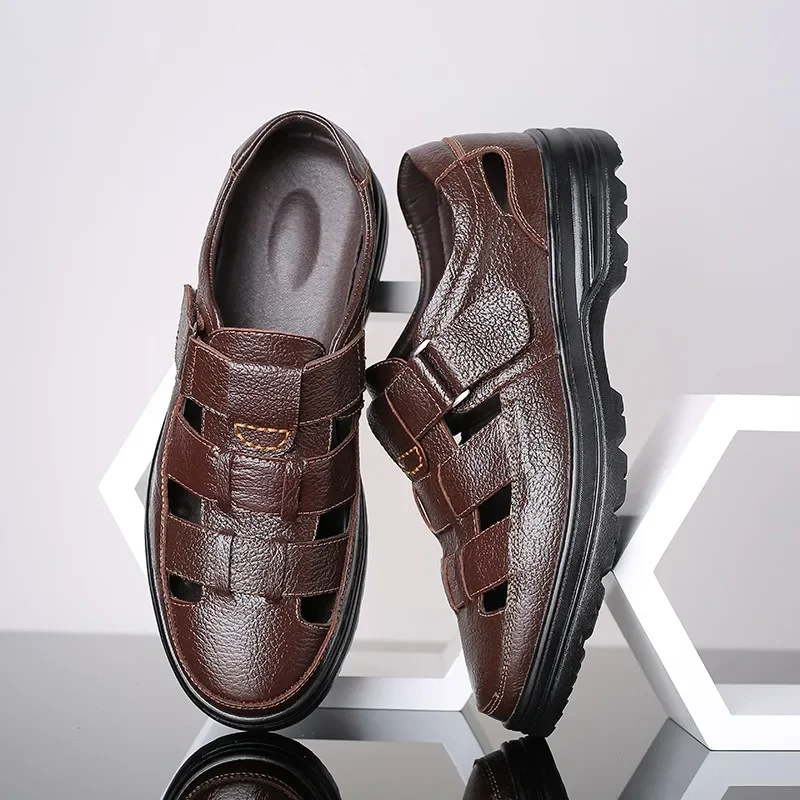 Sommer neue Herren schuhe Mode hand gefertigte Rindsleder Sandalen aushöhlen lässige Sandalen für Männer rutsch feste Plattform Sandal ias große Größe 48