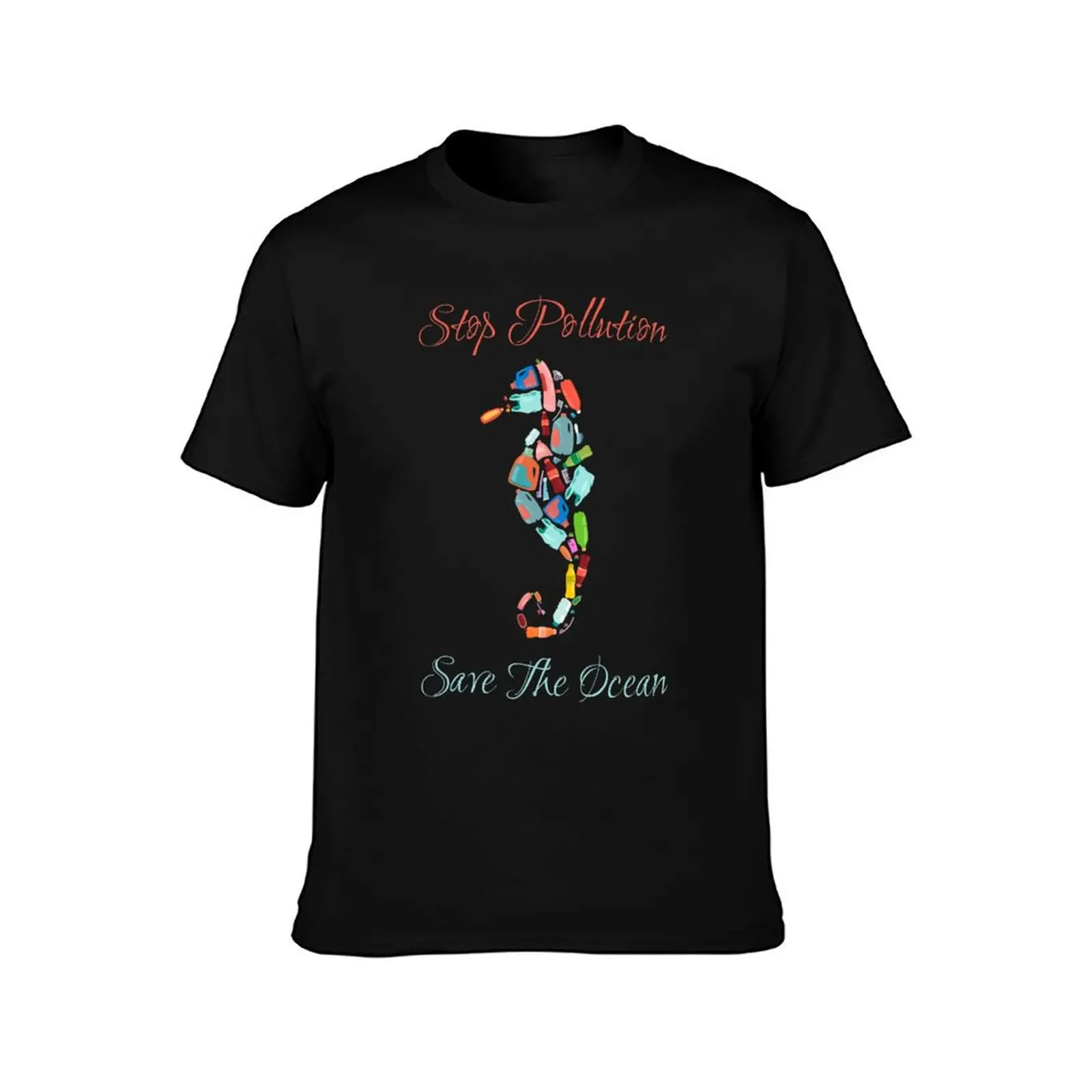 Stop Pollution Save The Ocean Seahorse T-Shirt Halloween Theme T-Shirt