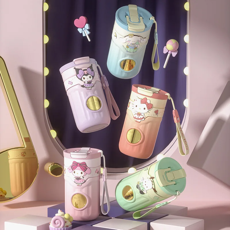 

Kuromi Sanrio Кофейная чашка для девочек Детская вакуумная чашка для девочек начальной школы Чашка для воды для девочек новый стиль Лидер продаж Аниме Портативная