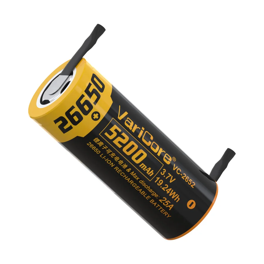 VariCore VC-2652 26650 литий-ионный аккумулятор, аккумулятор для оборудования/аккумулятор питания/напряжение 3,7 В/большая емкость 5200 мАч DIY никель