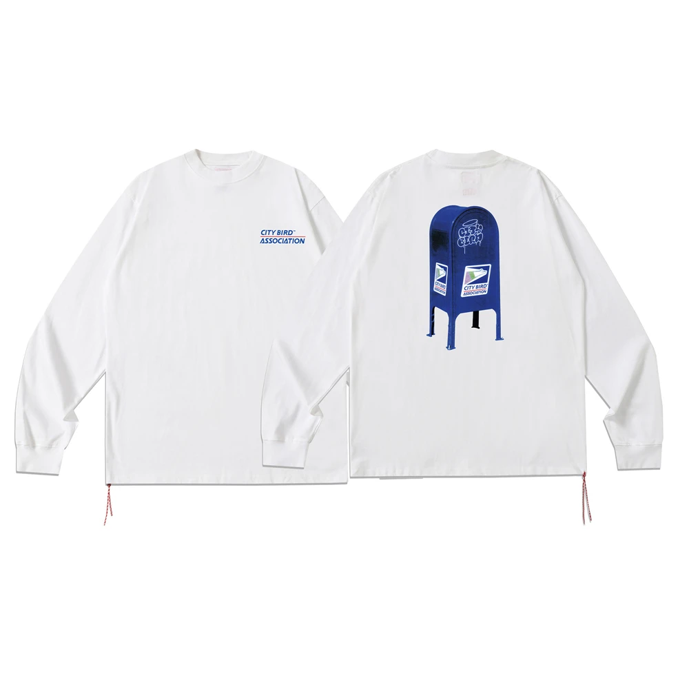 KUCLUT 1:1 Y2K Japanese Style Quality Printed Streetwear Tee Loose Oversize Casual Tops 100%Cotton Long Sleeves T Shirt For Men