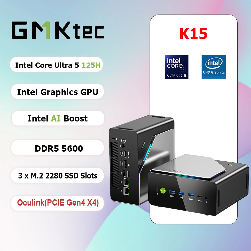 GMKtec K15 ゲーミングPC Intel Core Ultra 5 125U ミニPC 12コア 14