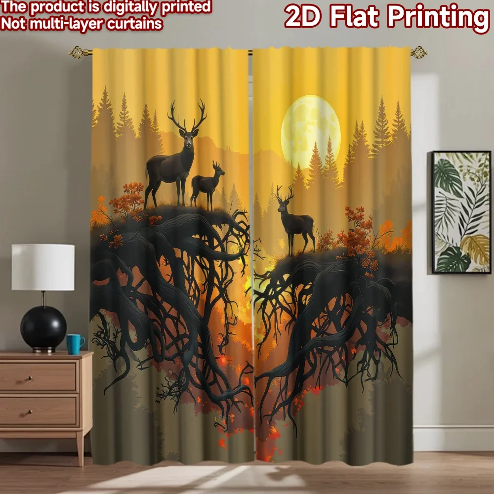 

1pc 2D flat Photography Backdrop Popular Photography Scene Banner Deer Under Full Moon 100% Polyester Party & Holiday Decor for