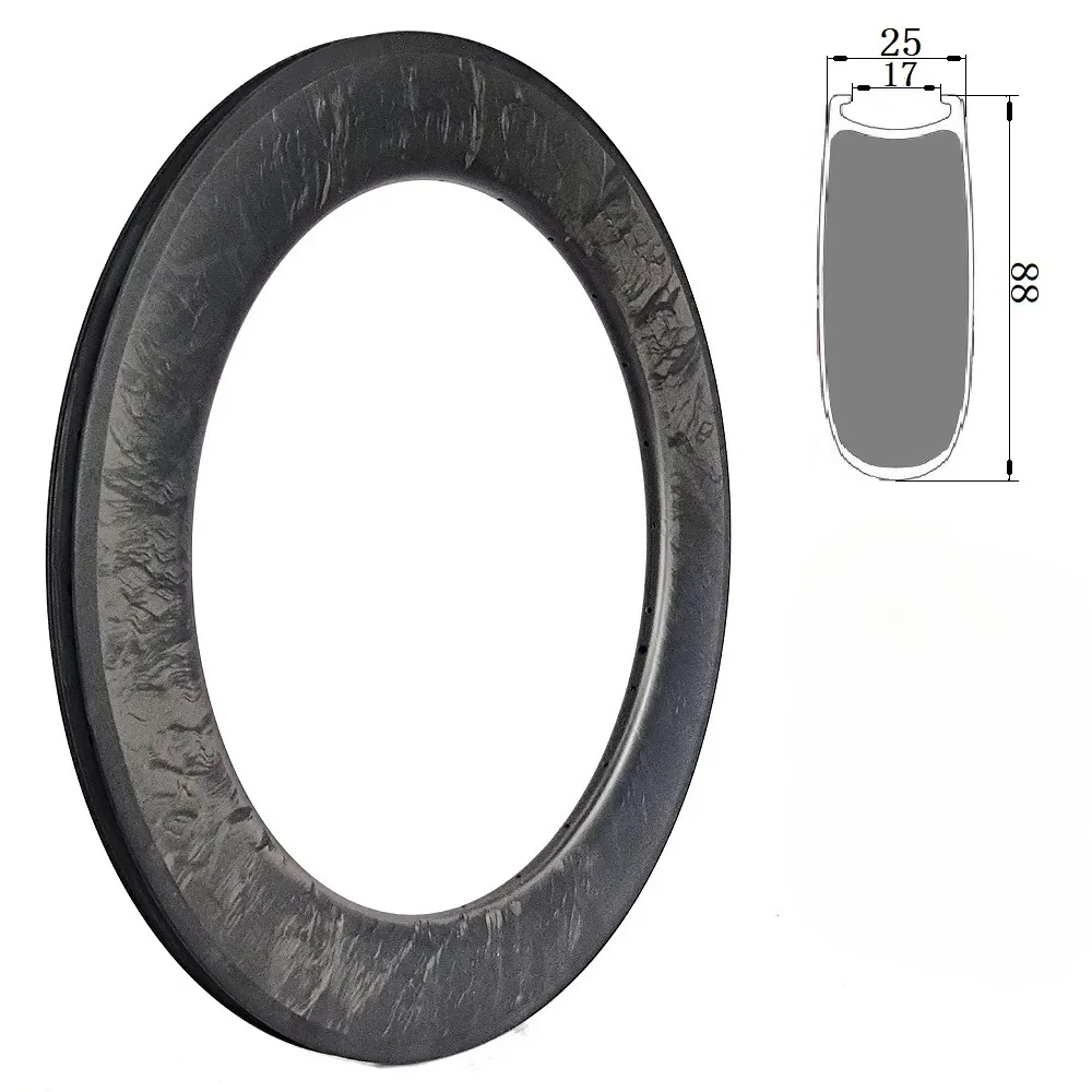 الطريق الترياتلون المسار دراجة القرص دراجة عجلات 700C الكربون حافة 88 مللي متر عمق 25 مللي متر عرض ل Fidex Grear TT أنبوبي الفاصلة العجلات #1