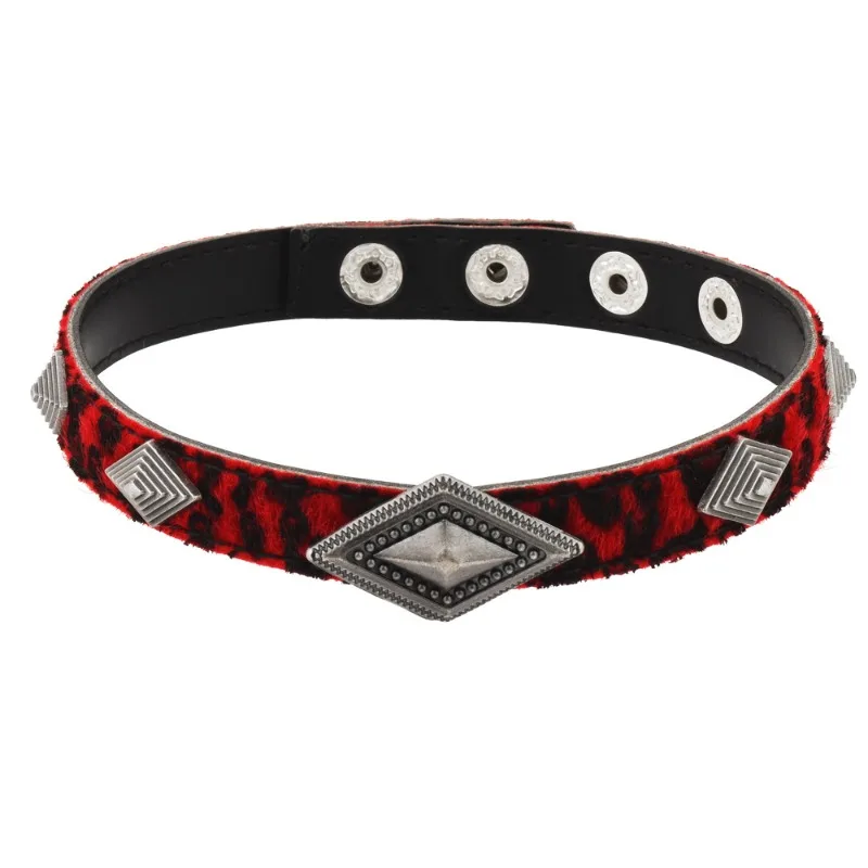 Ожерелье с тиснением, новое темно-красное ожерелье в форме ромба с леопардовым принтом, уникальное и отличительное ожерелье.