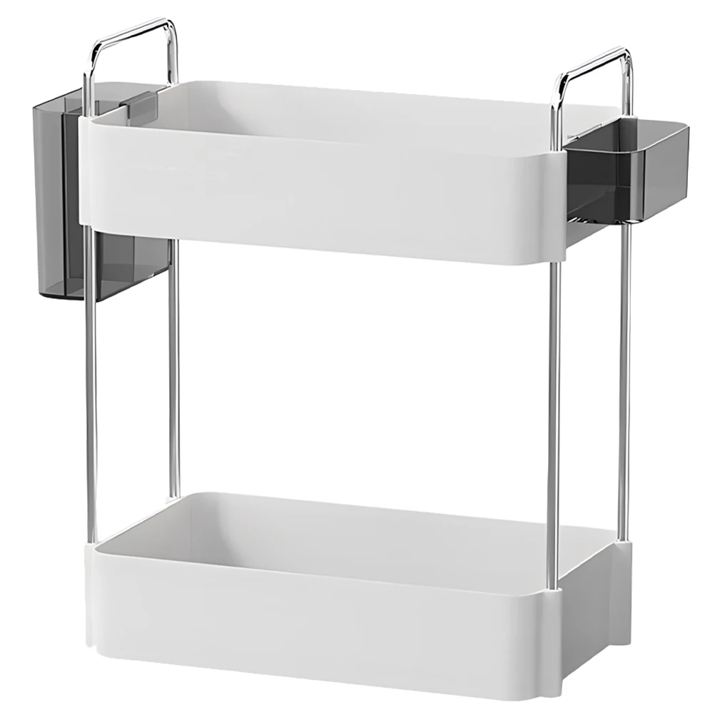 

Double Tier Storage Shelf White Makeup ganizer Bathroom Vanity Tray Rack Toiletry Holder Desk ganizer Kitchen Rack Storage