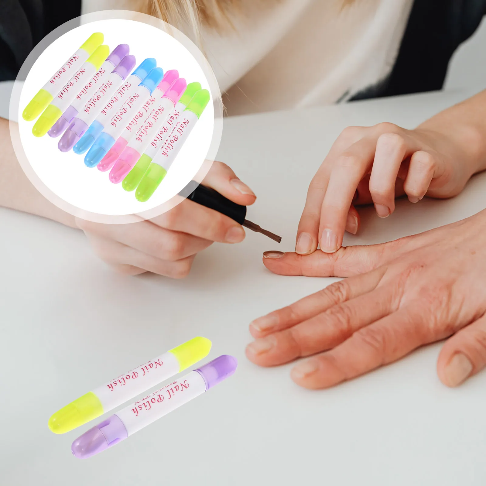 

10 Pcs Nail Polish Remover Pens 5 Colors Plastic Material Correction Edges Cleaning Tools for Women Manicure Salon Refillable