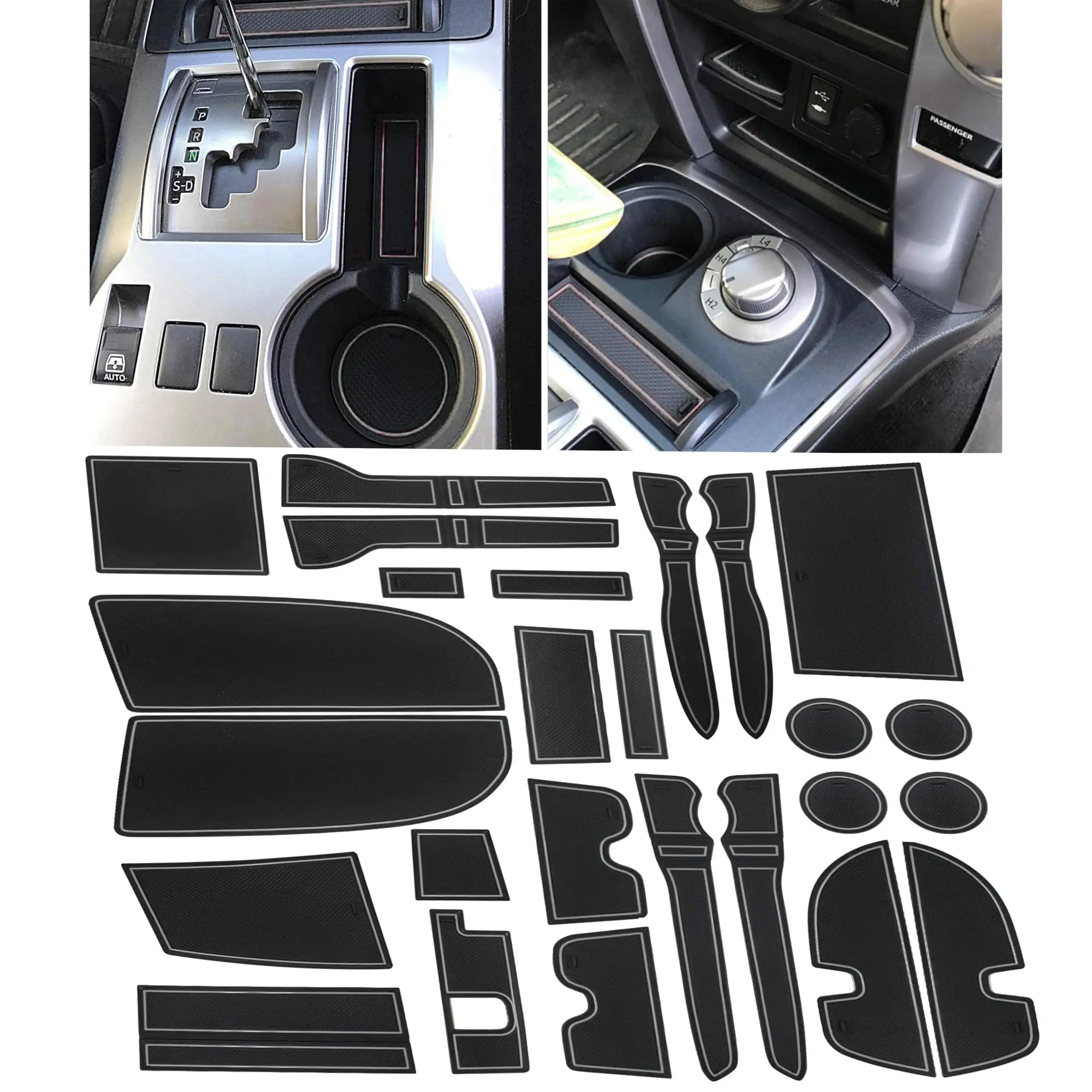 

26-Piece Custom Interior Trim Set For Toyota 4Runner 2010-2024: Cup Holder Inserts, Shift Boot Liner, Door Pocket Mats,