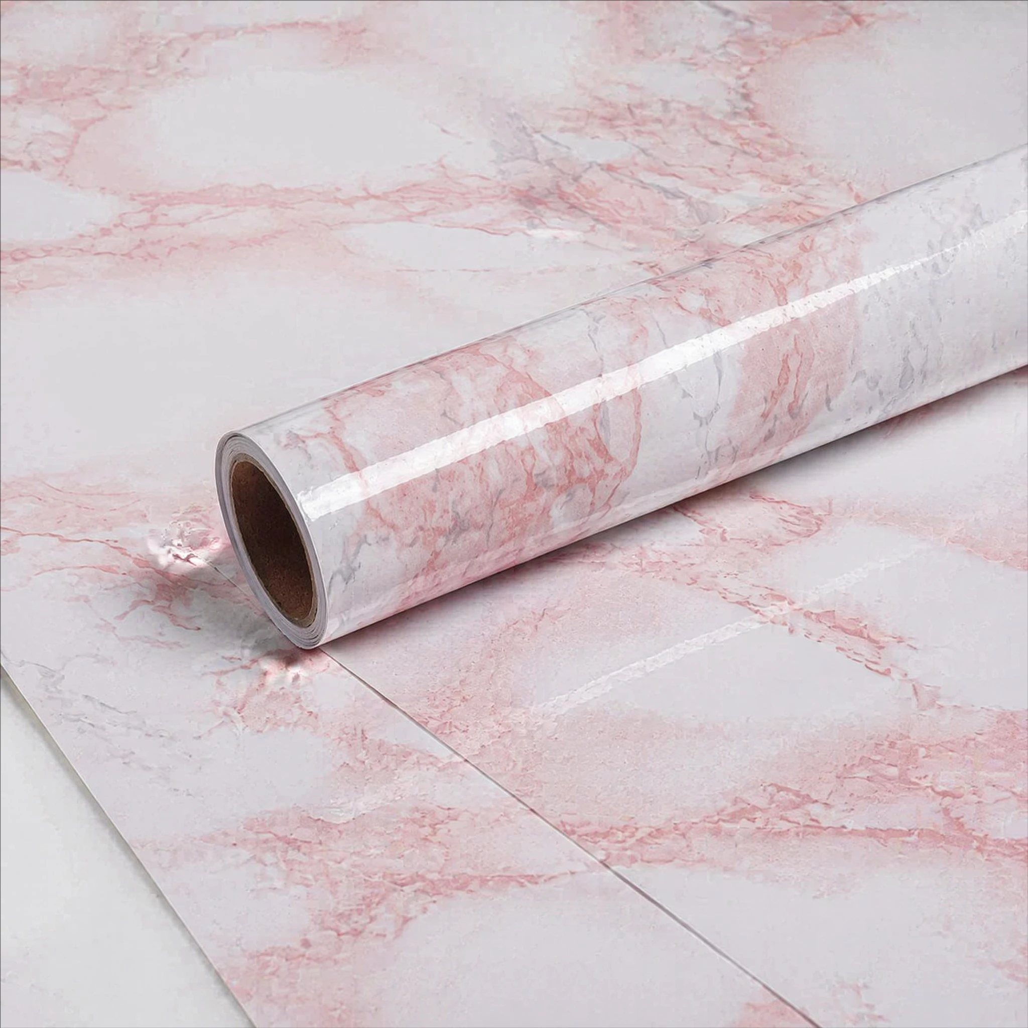 

Glossy Pink Vein Marble Peel and Stick Wallpaper, Waterproof Self Adhesive Contact Paper for House Cabinet, Countertop & Wall