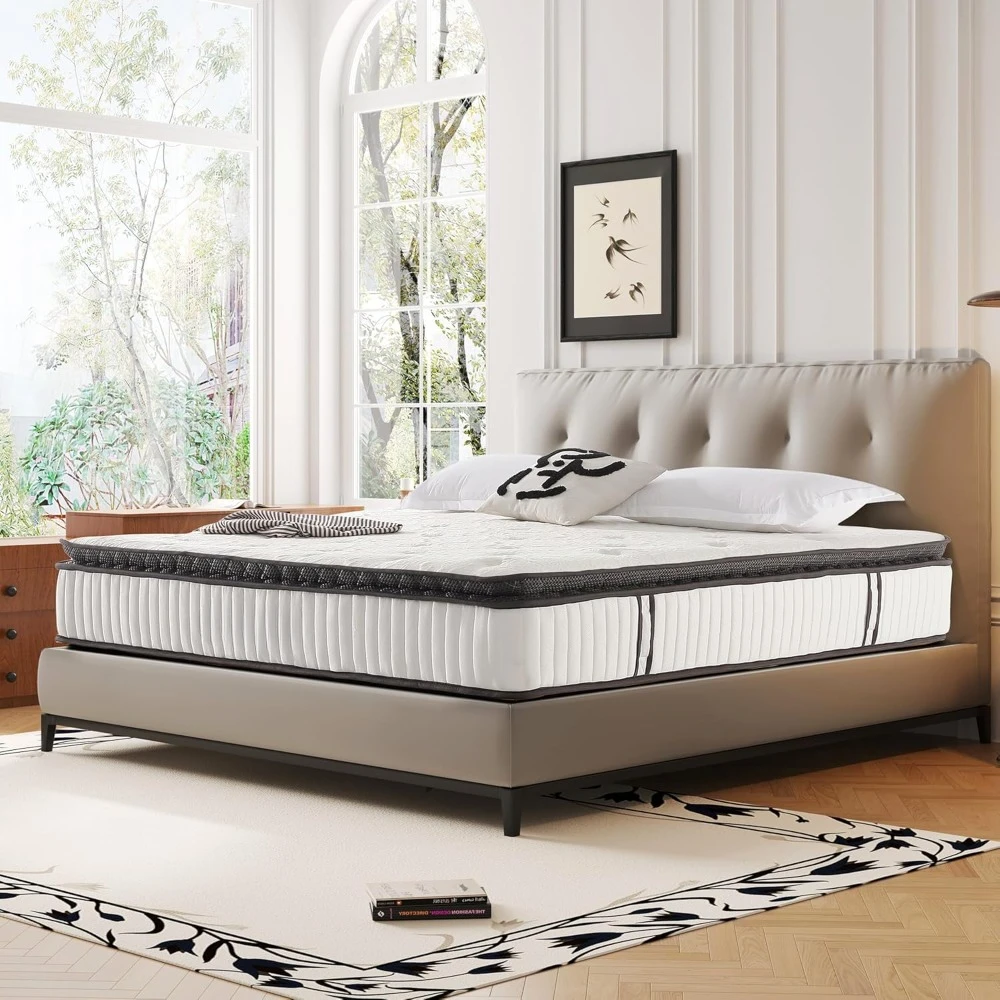 

12 Inch Twin Size Mattress Cool Gel Memory Foam Pillow Top Twin Mattress with 7-Zone Pocket Coils for Back Pain Relief