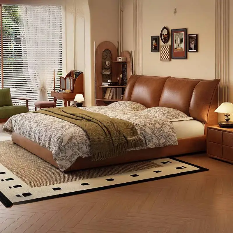 

Brown Decoration Double Bed Australia European Floating Storage Double Bed Luxury Style Frame Cama De Casal Furniture For Home