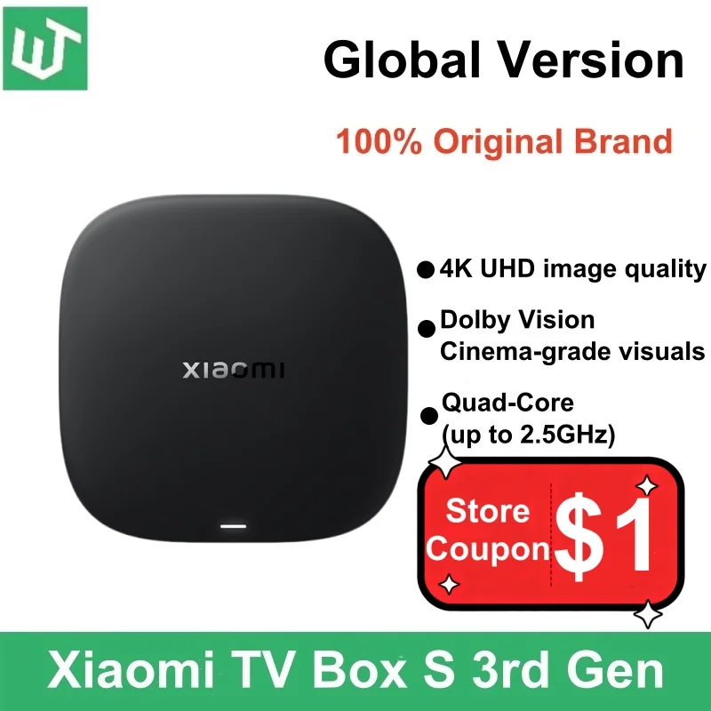 

Global Version Xiaomi Mi TV Box S 3nd Gen 4K Ultra HD Google TV 2G 32G WiFi BT5.2 Google Assistant Netflix Wifi Media Player