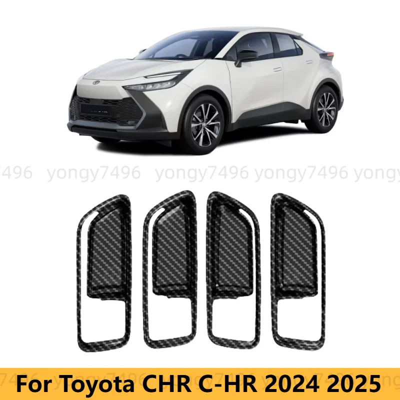 

Car Upgrade For Toyota C-HR 2024 2025 ABS Carbon Fiber Inner Door Bowl Panel Handle Protector Cover Interior Accessories