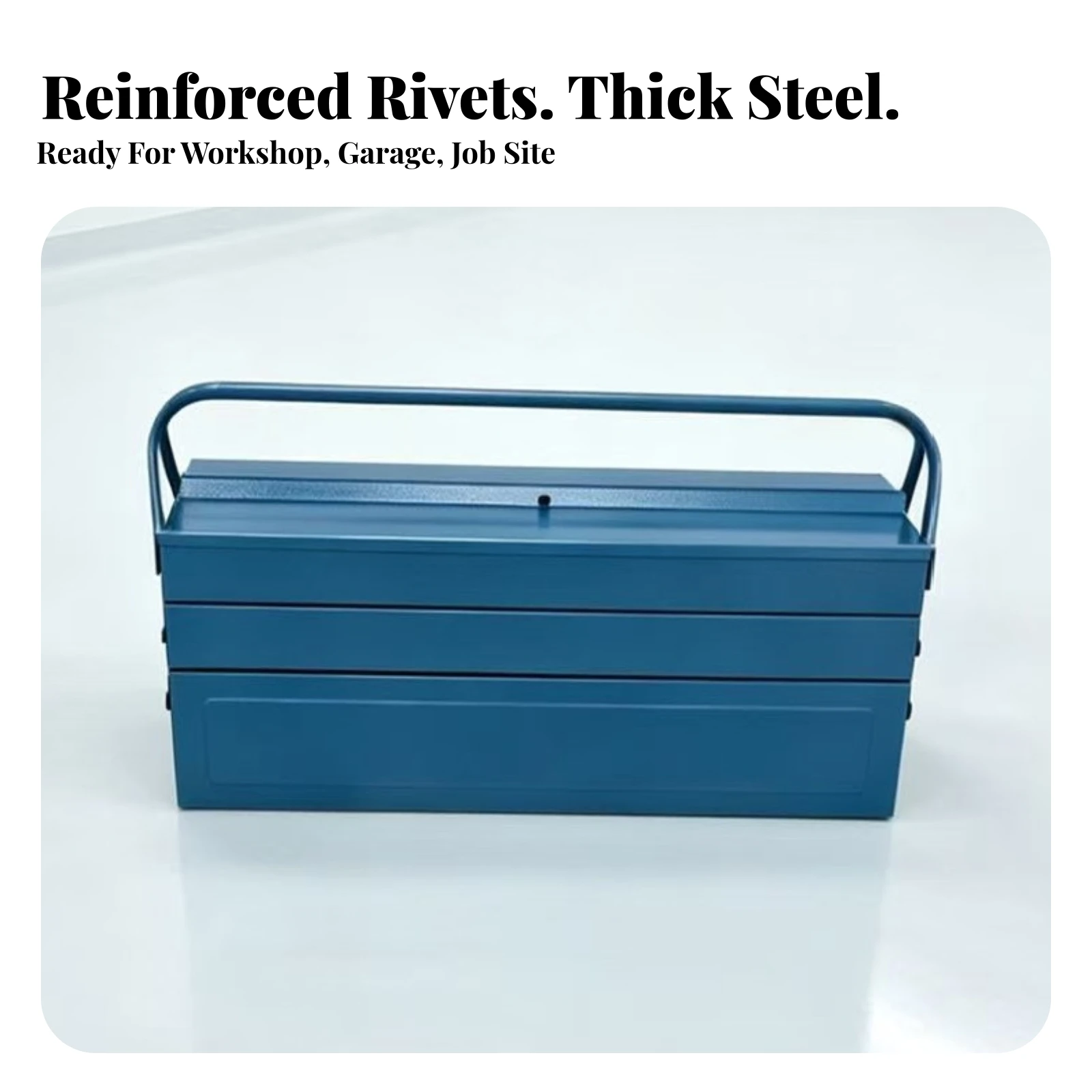 Folding Tool Box Heavy-Duty Folding Toolbox Metal Toolbox with Handle Long-Lasting Storage Organizer Sturdy for DIYers, Garage
