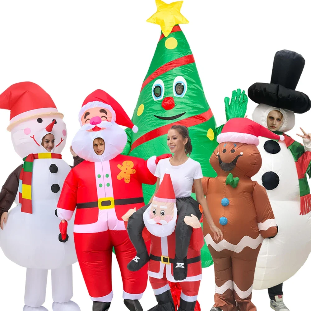 Christmas Inflatable Costume Santa Claus Snowman Gingerbread Tree Adult  Party Masquerade Role Play Holiday Gift